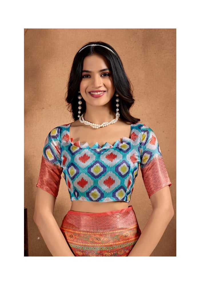 Malishka Export Silk Blend Multicolor Saree for Women - Image 4